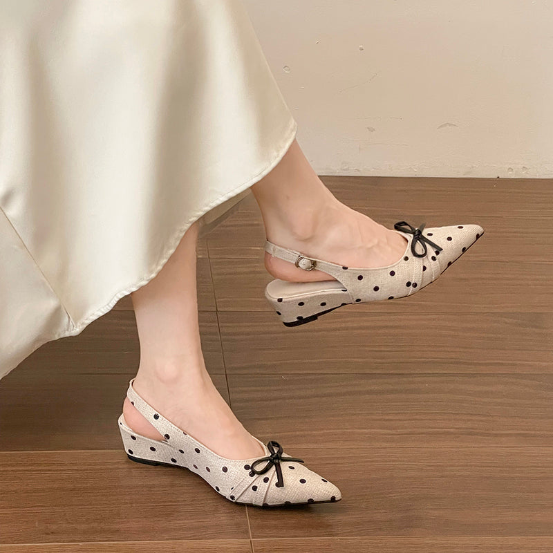 Femmes Élégante Mini Bow Slingback Kitten Talon Pompes correspondant tous les jours