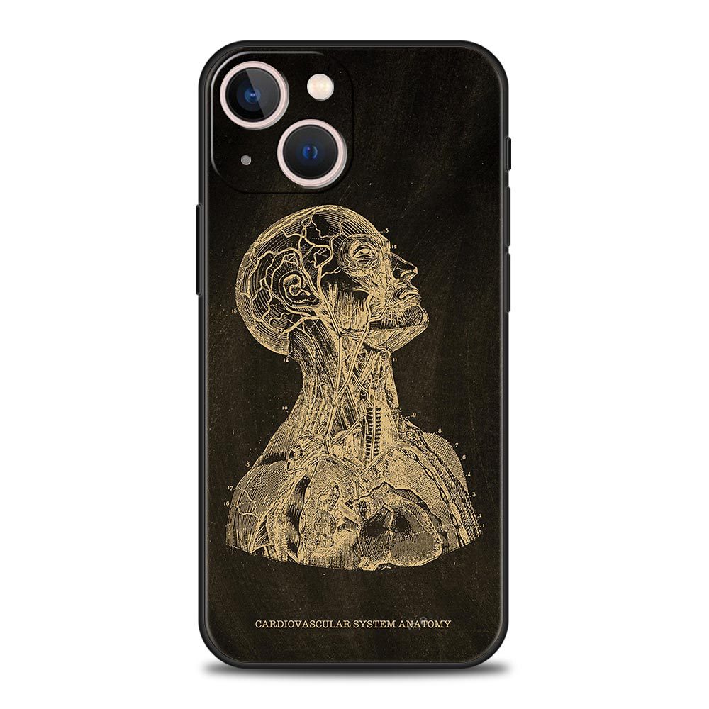 Cas de téléphone en forme de coeur du squelette anatomique