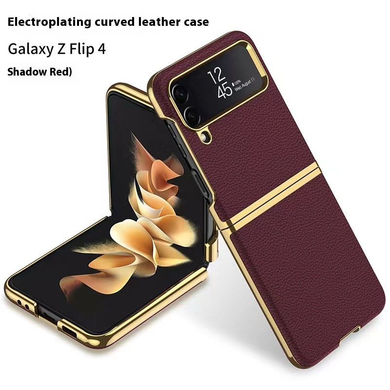 Z Flip4 Étui de téléphone Zflip4 Écran pliable tout compris cuir uni