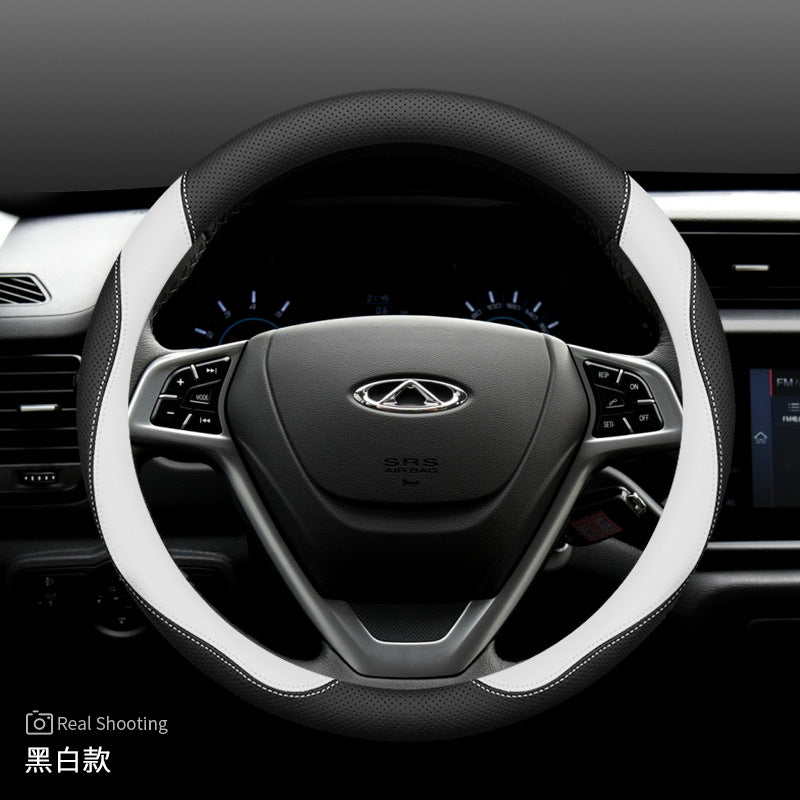 Sporty Style Leather Steering Wheel Cover