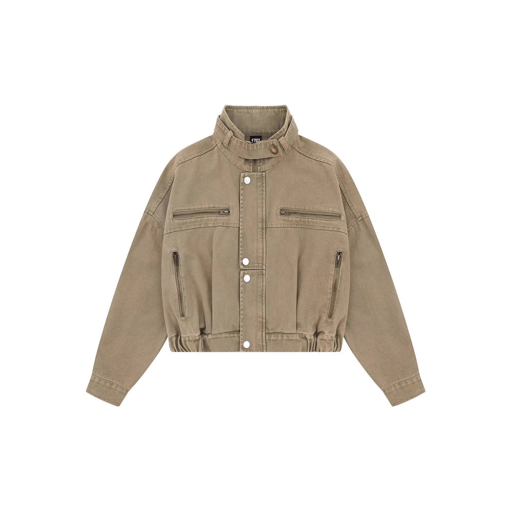 Distressed vintage workwear cycling jacket A short, slimming coat perfect for big and tall