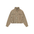Distressed vintage workwear cycling jacket A short, slimming coat perfect for big and tall