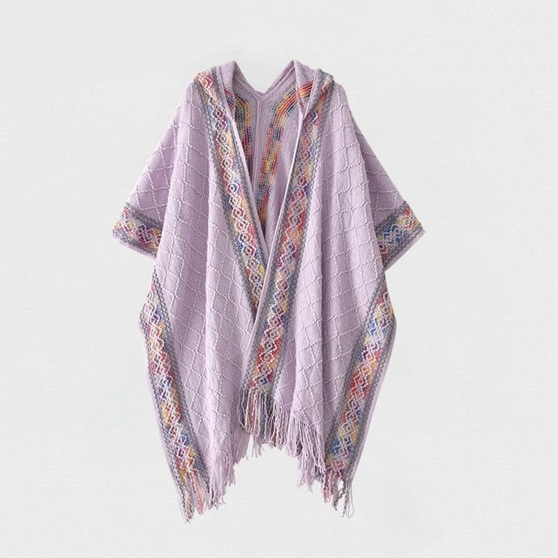Châle à capuchon de style ethnique pour les femmes