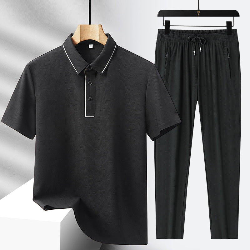 Polo sans couture de luxe haut de gamme en soie de luxe pour hommes Pantalon sport de loisirs