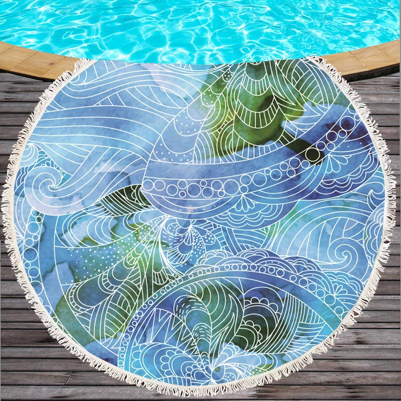 Serviette de plage imprimée Marine Life Round