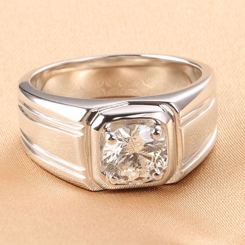 Anneau de mosaïte plaqué or sterling