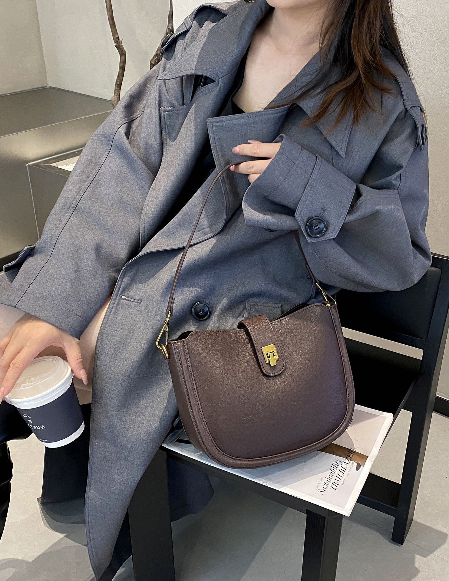 Minimaliste mode léger de luxe sac à main en cuir véritable sac à main polyvalent main Cowh