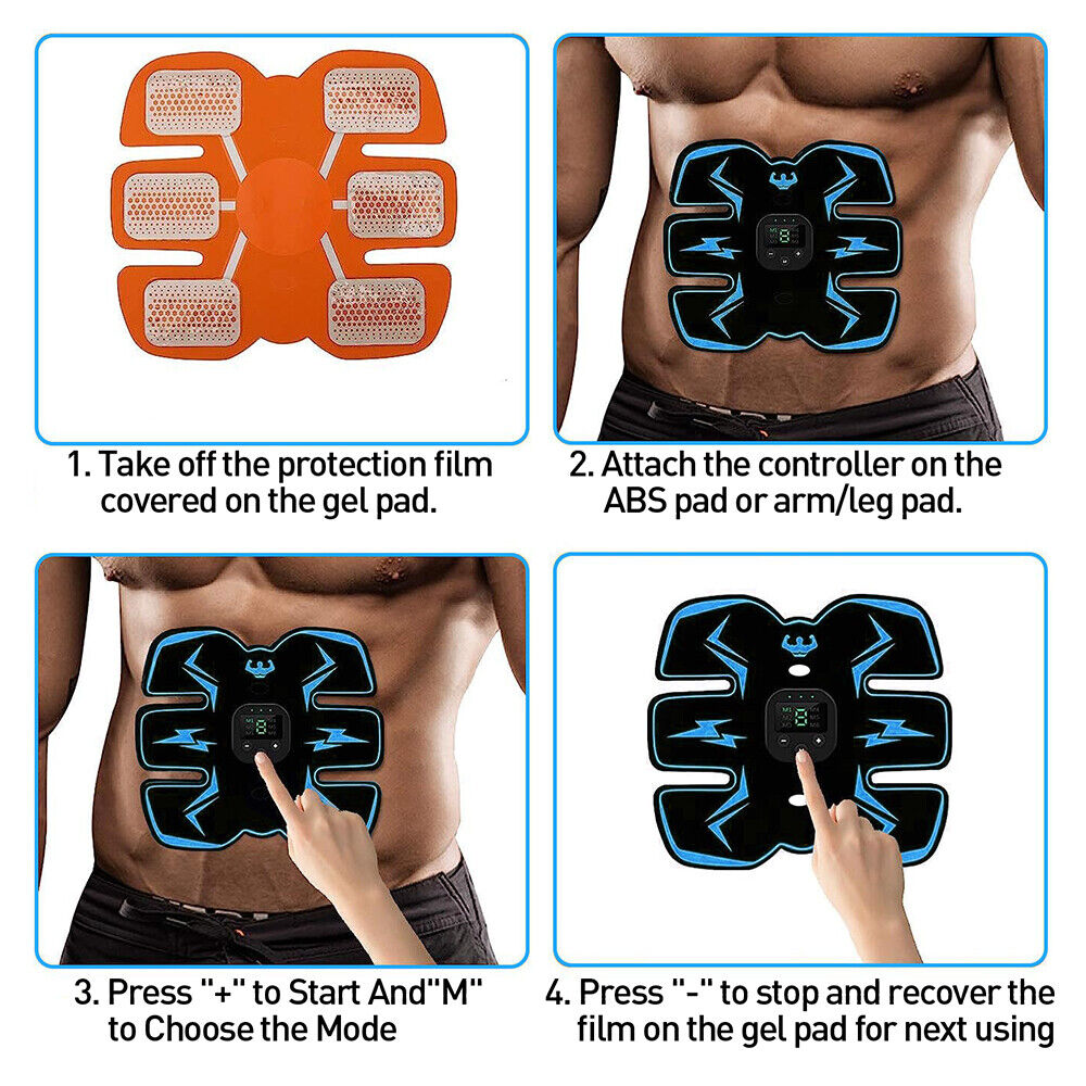 Rechargeable EMS Abdominal Muscle Toning Trainer ABS Stimulateur Toner Fitness UK