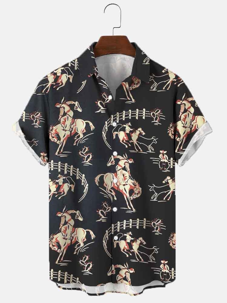Chemise à manches courtes imprimé numérique 3D pour homme de grande taille