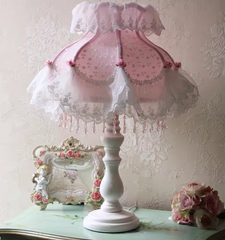 Korean Pastoral Style Furniture Small Floral Lace Bedside Table
