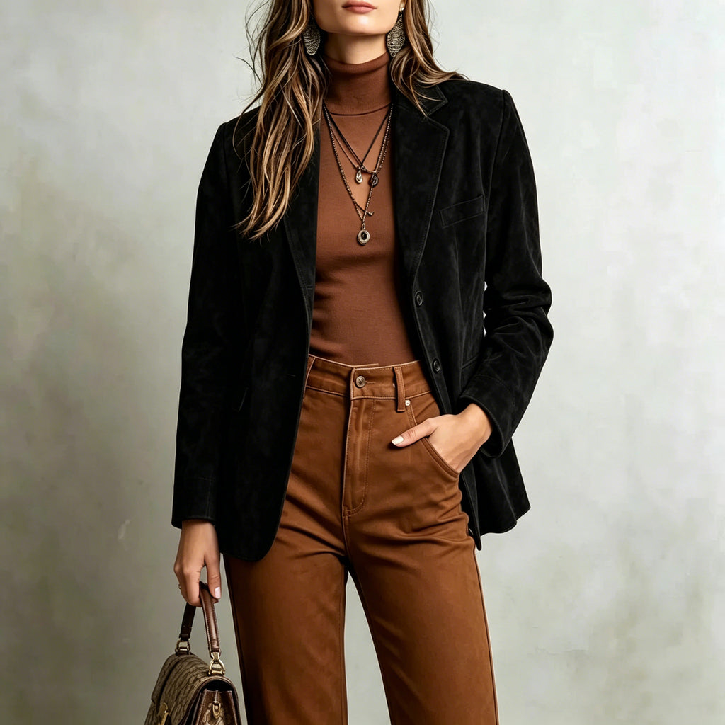 Femme Elégant Veste de velours vintage Suede