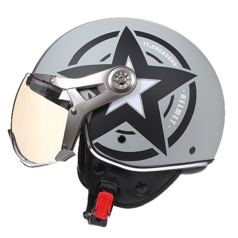 Casque de moto électrique imprimé à demi-couvert pour femmes