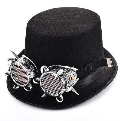 Lunettes de rivet Steampunk Chapeau supérieur Goth Punk Chapeau magique Accessoires de vêtements rétro