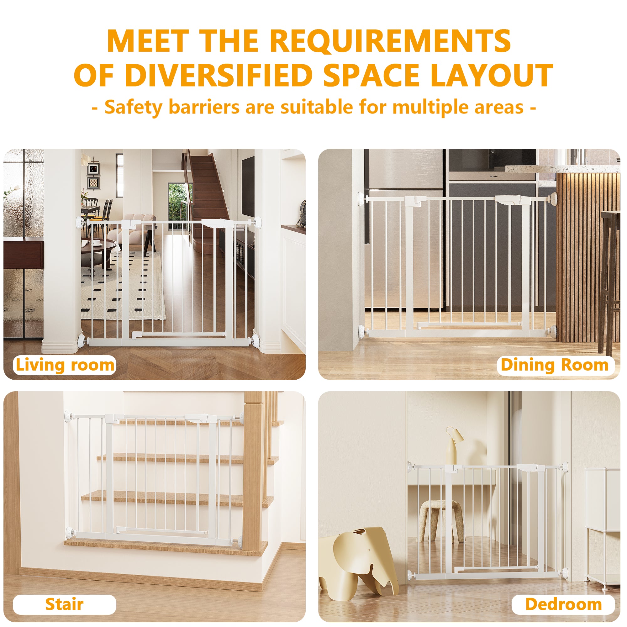 29,5-45,3" Wide Baby Gate avec protecteur mural pour escaliers