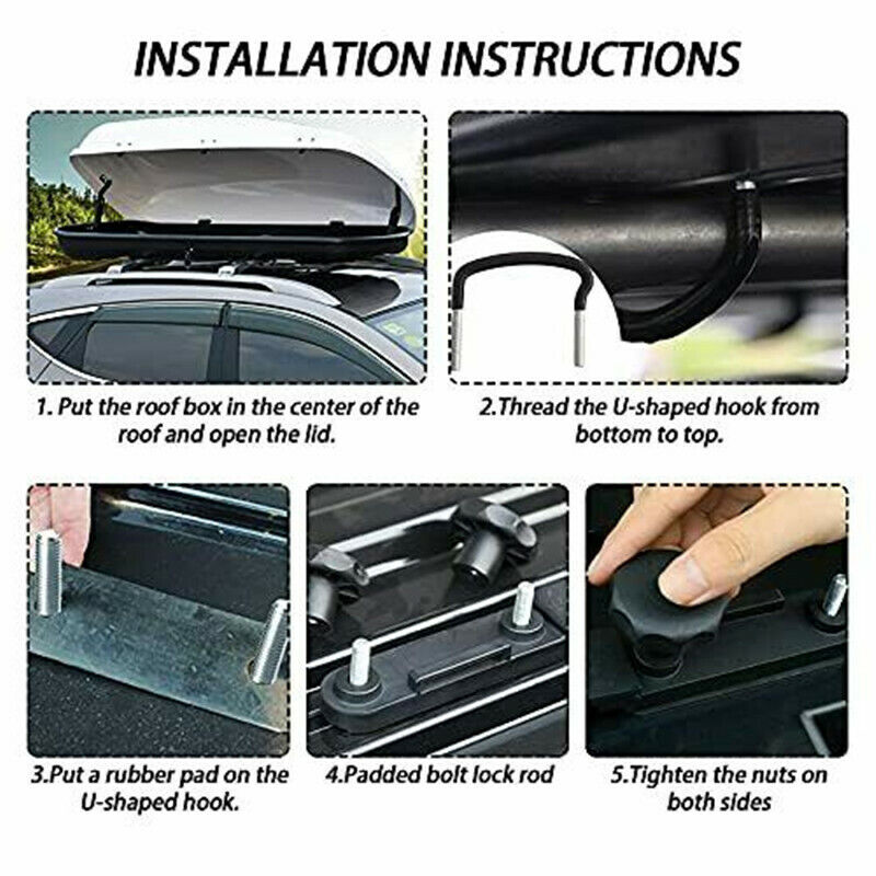 Boîte de toit universelle en acier inoxydable 4PCS U-Bolt Clamps Car Van Mounting Kit de montage UK
