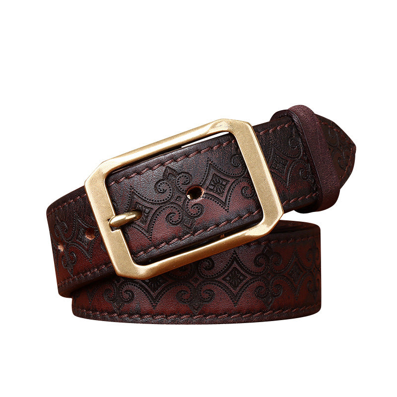 Ceinture en cuir véritable sculptée disponible double face