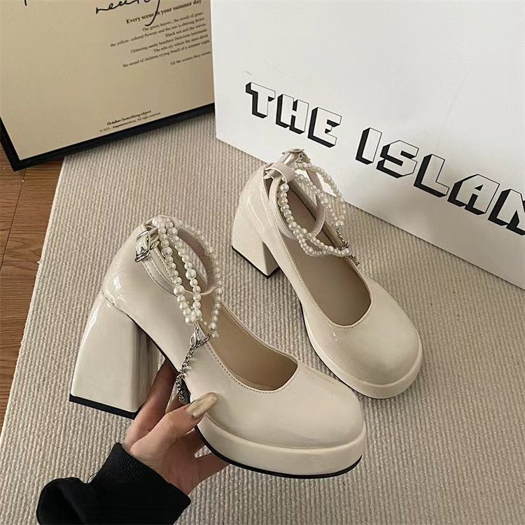 Platform imperméable de style fée française Talons hauts Solés épais pour femmes