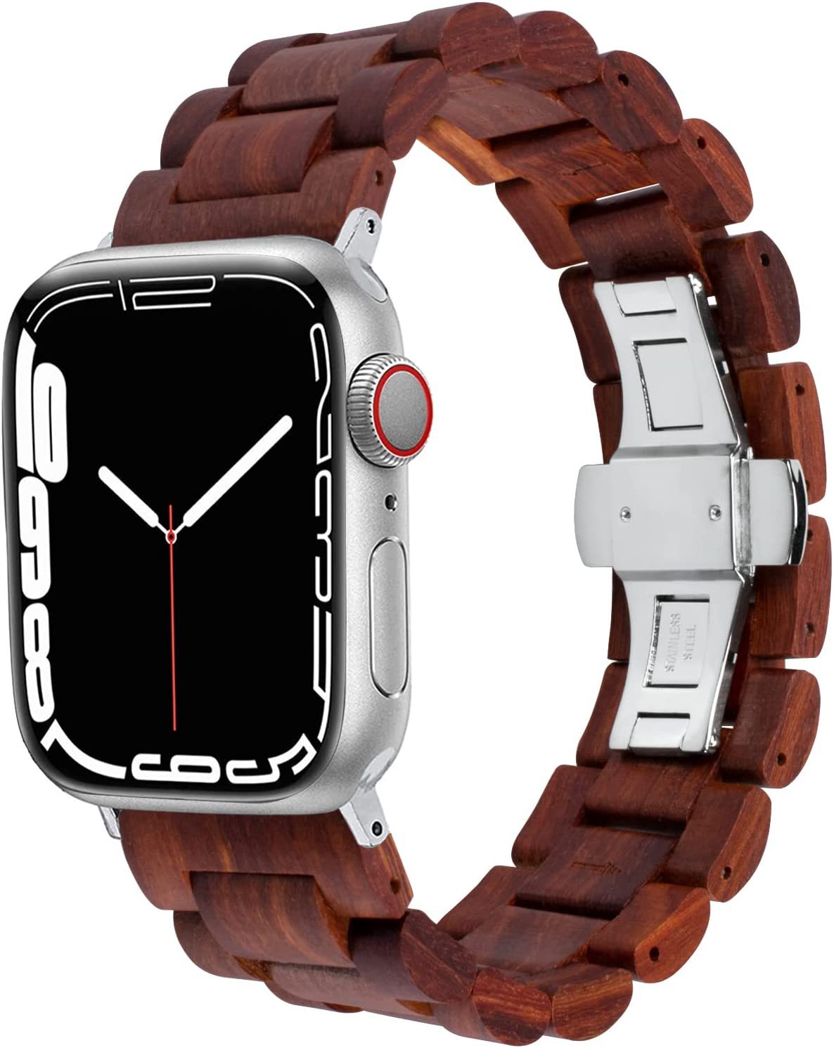 Bracelet de montre en bois massif à papillon