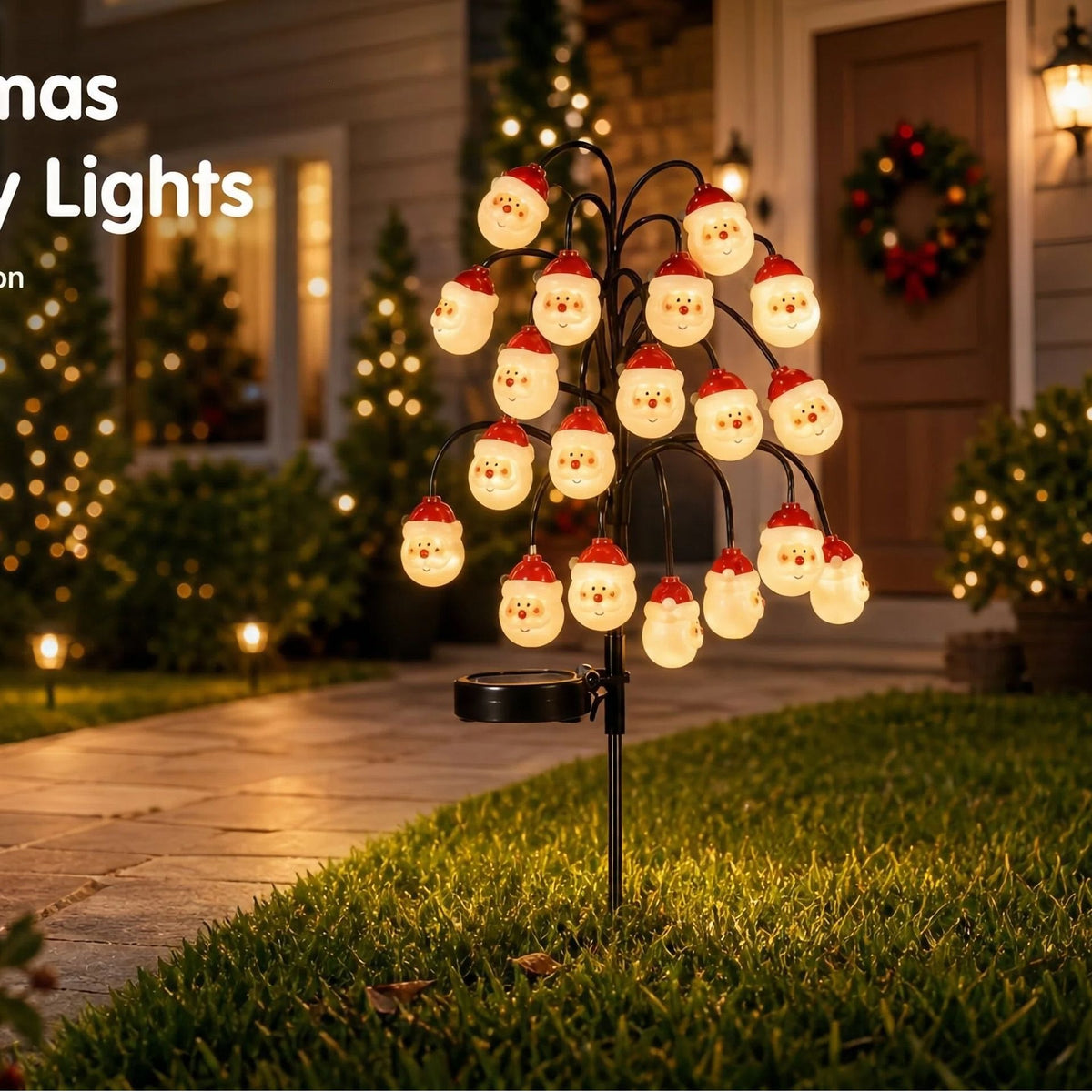 Lumières d'arbre décoratif à énergie solaire de la cour extérieure de Noël