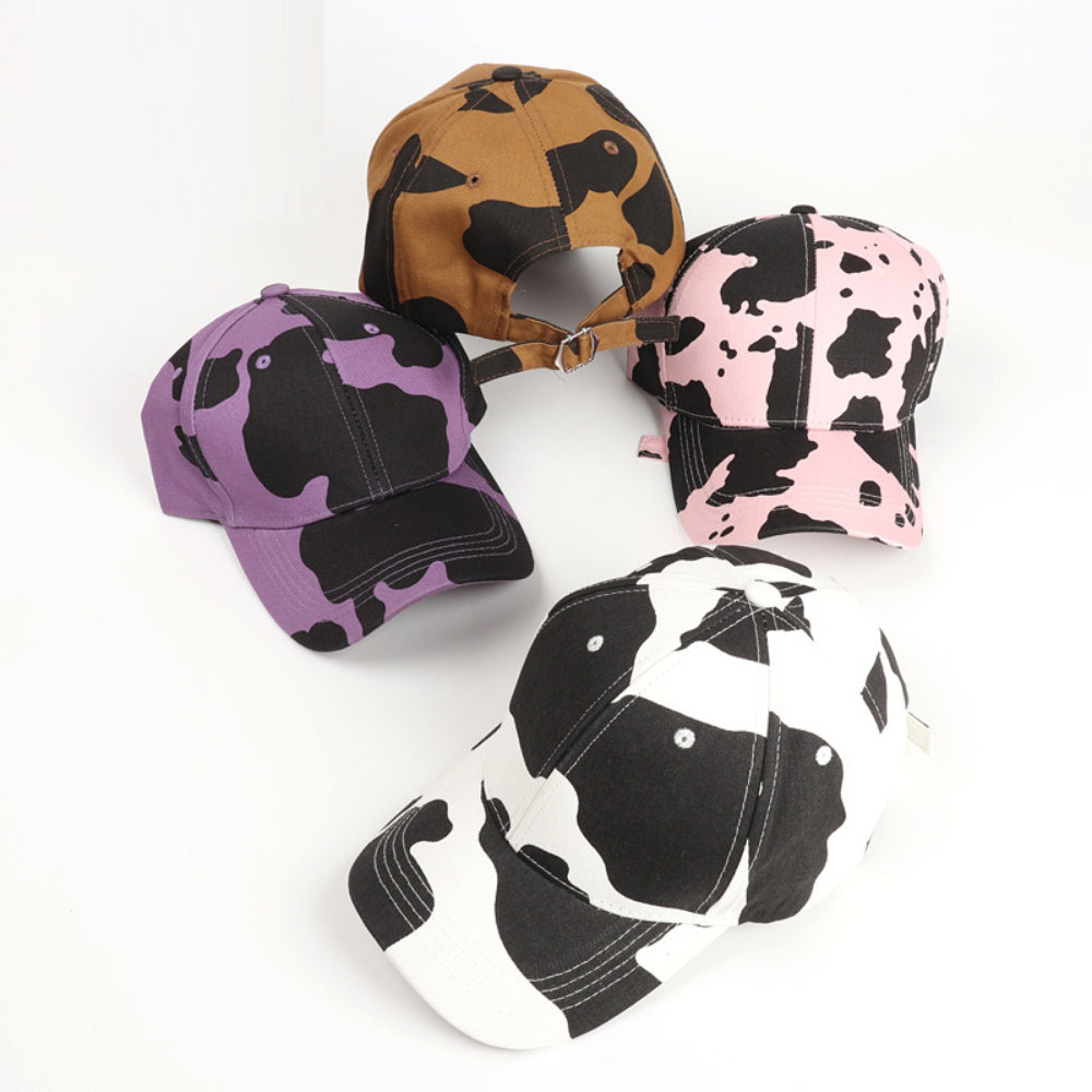 Motif de vache carton brillant impression ajustable style simple et polyvalent Peaked Cap approprié F