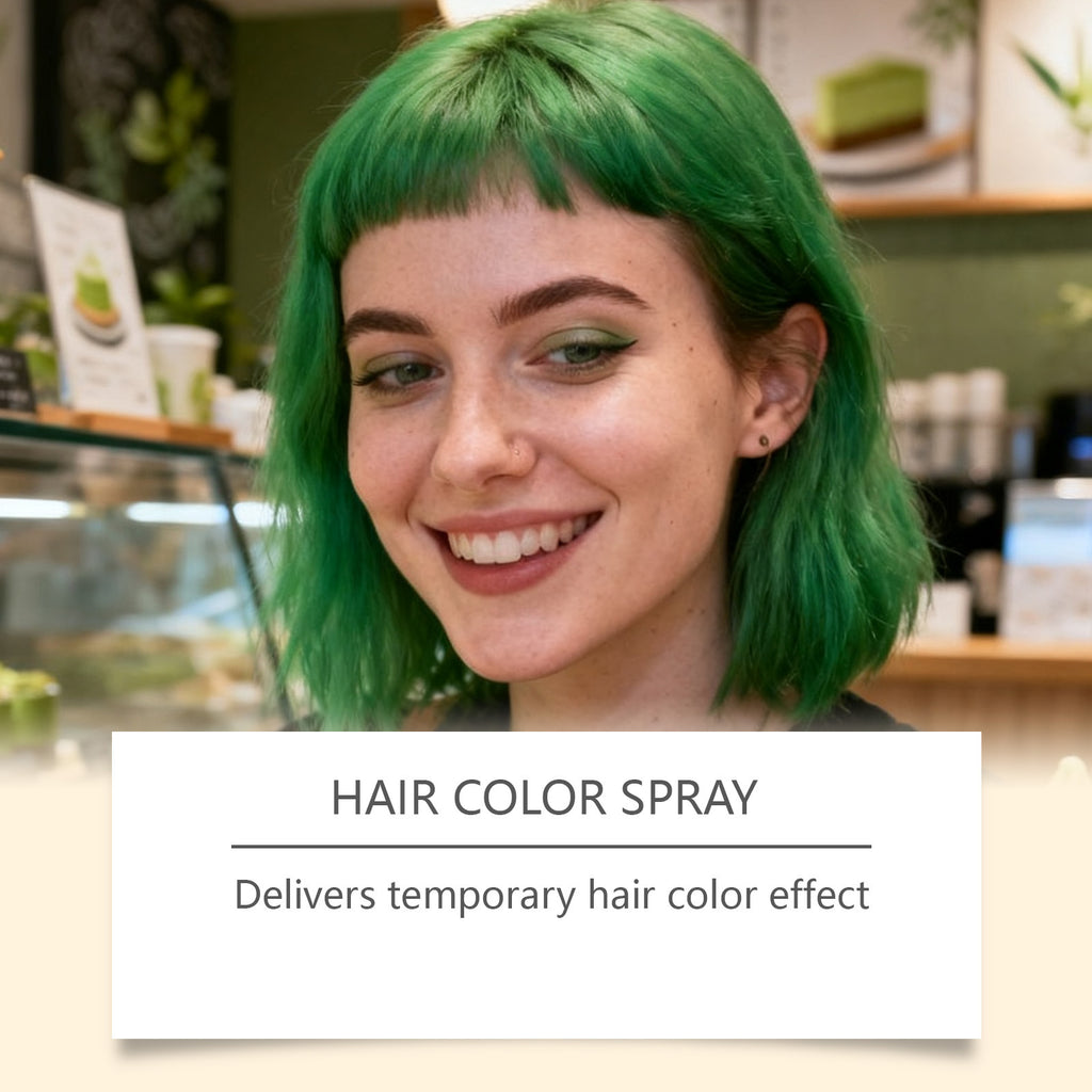 Vaporisateur de cheveux temporaire vert pour un look élégant avec une couleur uniforme naturelle qui dure