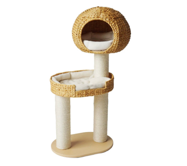 Green Song Woven Cat Climbing Frame with Thick Posts Cat Tree Cat Bed and Scratching Post