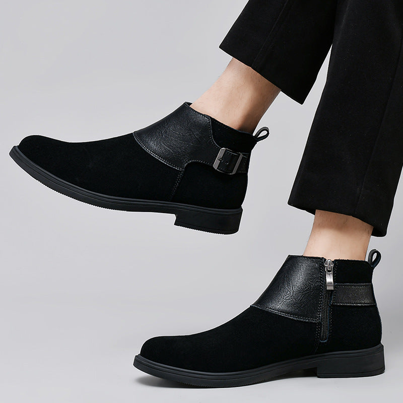 Bottes de cheville zippée en cuir de style britannique haut de gamme