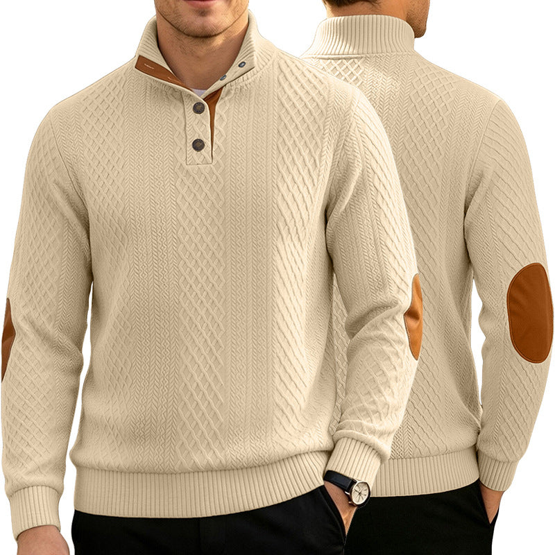 Homme Jacquard Col rond Chandail à manches longues
