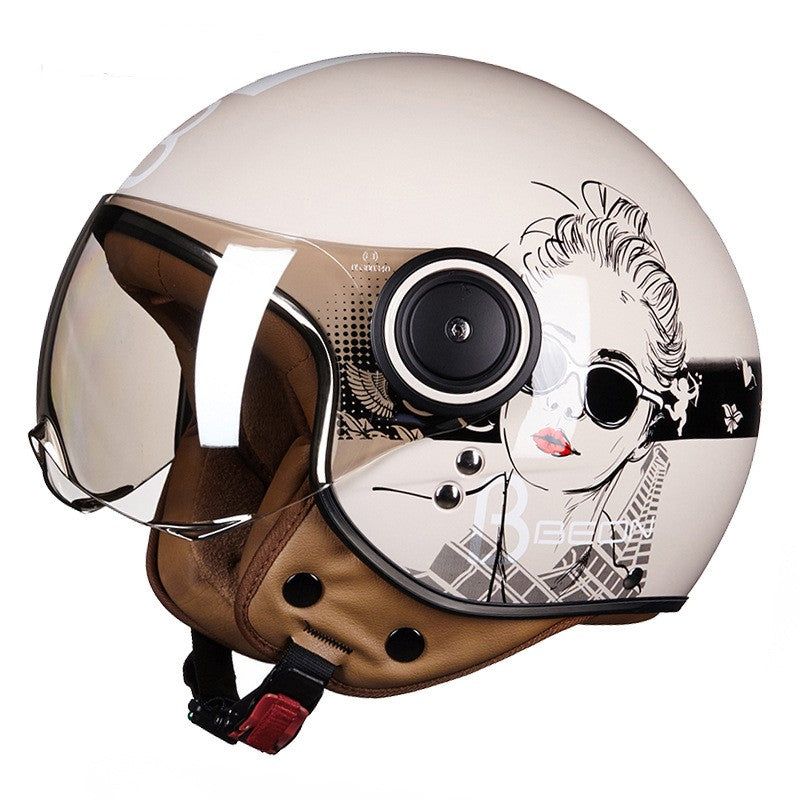 Demi casque de voiture de batterie léger semi-couvert rétro
