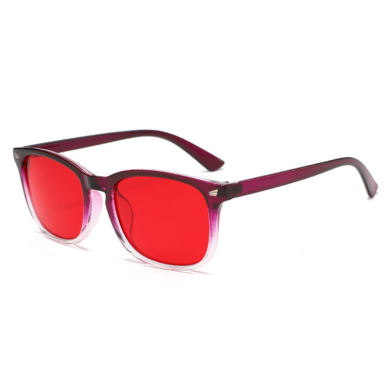 Lunettes de soleil à la mode à cadre carré de protection UV Lensed rouge