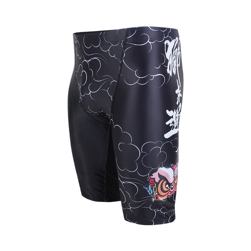 National Style Lion Série Cool Black Trunks de natation pour hommes