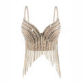 Pearl Diamond Chain Tassel Suspender Top Européen et américain d'été Sexy Pure Desire Out