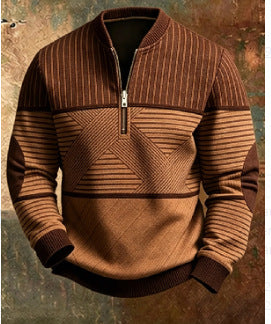Homme imprimé demi-zip pullover manches longues Hoodie