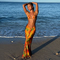 Style européen Floral Print Bikini Set Retro Beach Resort Outfit