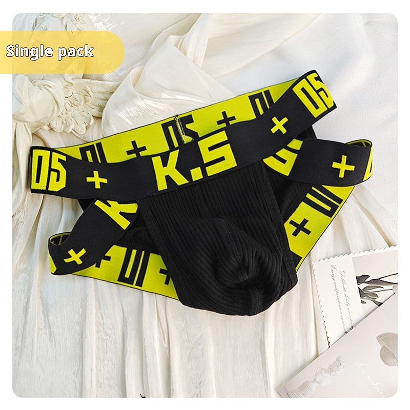 Slips de sport en coton côtelé haute coupe pour hommes