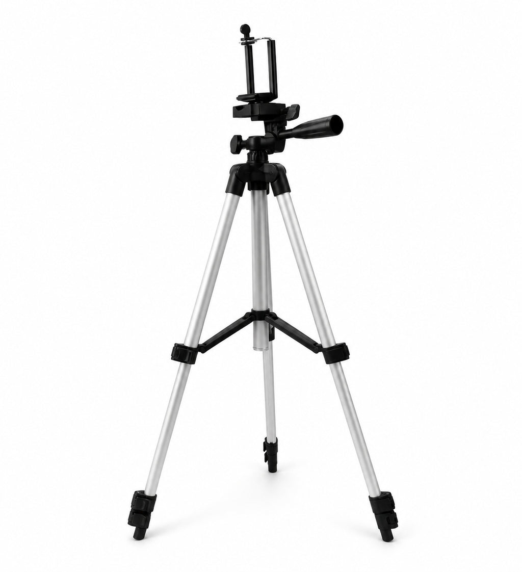 Tripode 3 sections en aluminium rétractable avec niveau de bulle pour les selfies et Live Streami