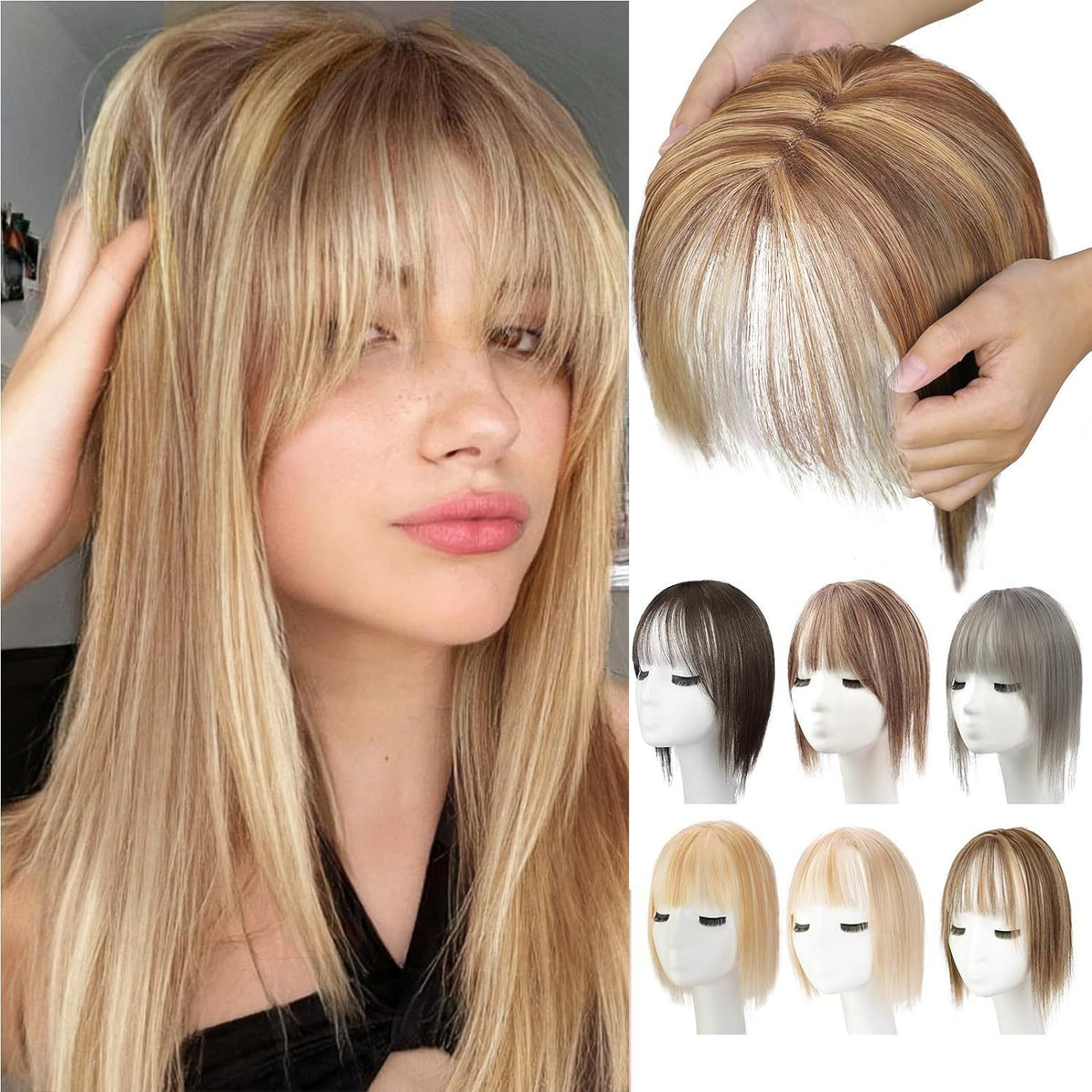 Wig Women's Natural Lightweight Breathable Cover Cheveux Gris Invisibles