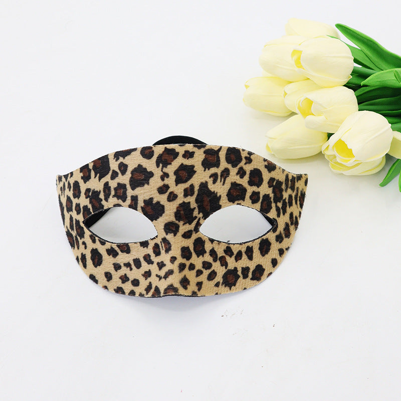 Halloween Leopard imprimé demi visage Masque jeu de bandeau