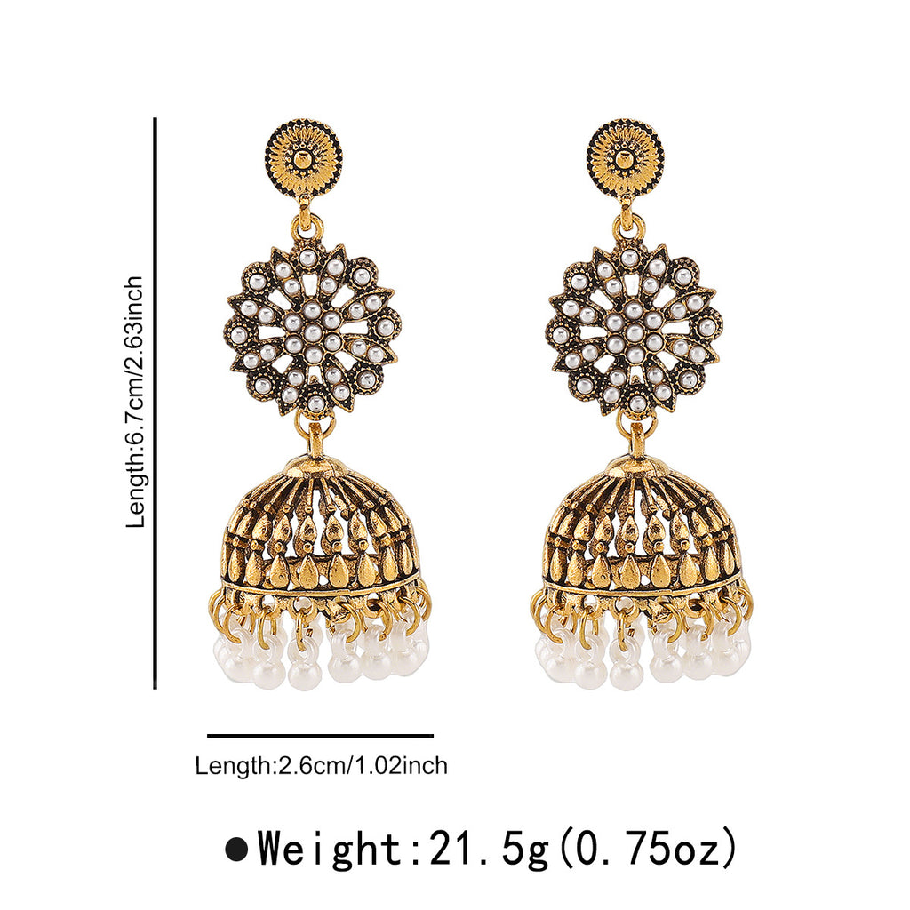 Boucles d'oreilles retro florales en strass