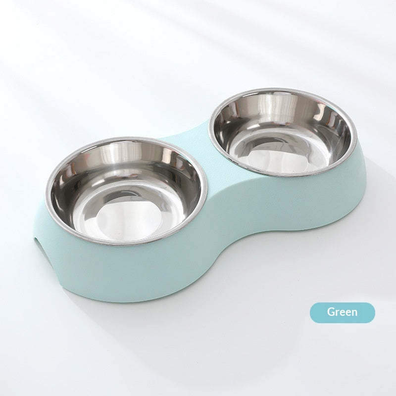 Animal en acier inoxydable Double bol d'alimentation de chien dans les couleurs de Macaron