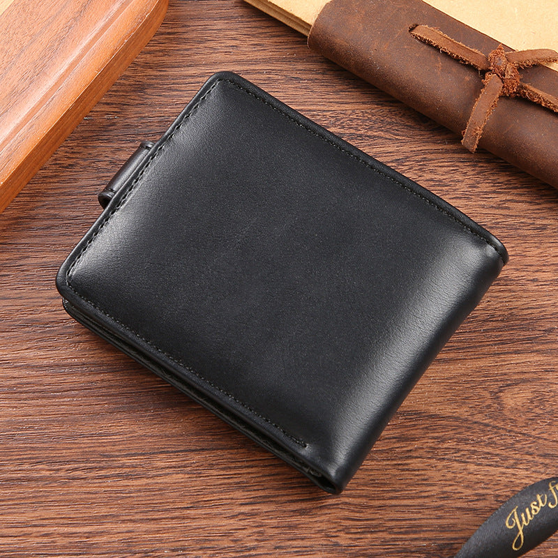 Portefeuille horizontal en cuir PU pour hommes Grande capacité Fentes de cartes multiples avec Zipper Coin Poc