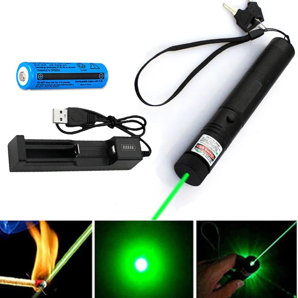 1MW Starker Grüner Laserpointer Outdoor-Lazer-Tashenlampe USB Wiederaufladbar