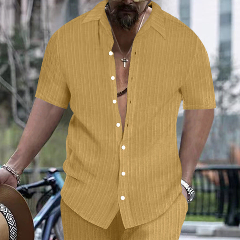 Homme Casual Loose-fit à manches courtes Beach Button-up Top
