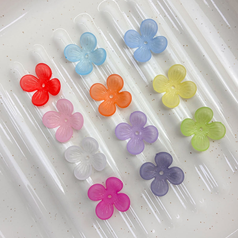 Perles de fleurs acryliques 4-Petal givrées