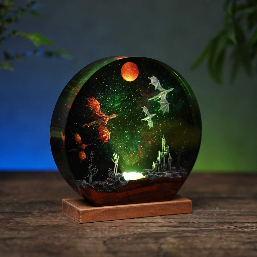 Lampe de résine Dragon de glace et Dragon de feu personnalisé Époxy
