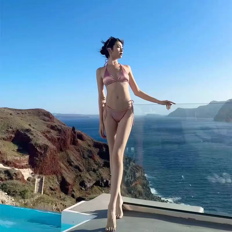 Set de bikini en triangle satiné