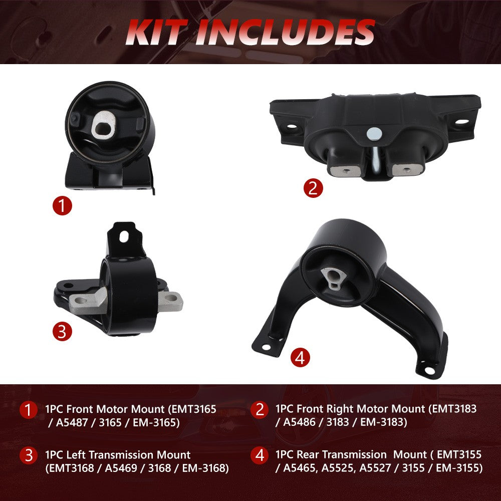 Moteur et Auto Auto Trans Mount Set 4Pcs pour Dodge Journey 2009-2010 2.4L 3.5L