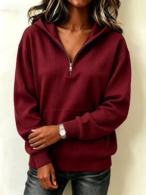 Casual Long Sleeve Half-Zip Hoodie