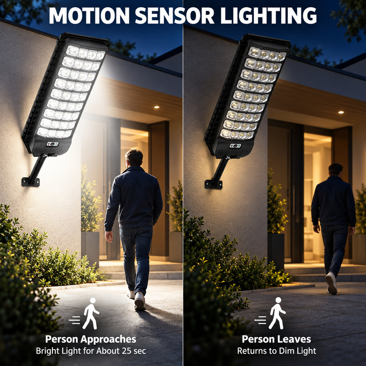 Solar Powered Motion Sensor Outdoor Light W7208 9 Noir pour Garden Yard Street Wall LED