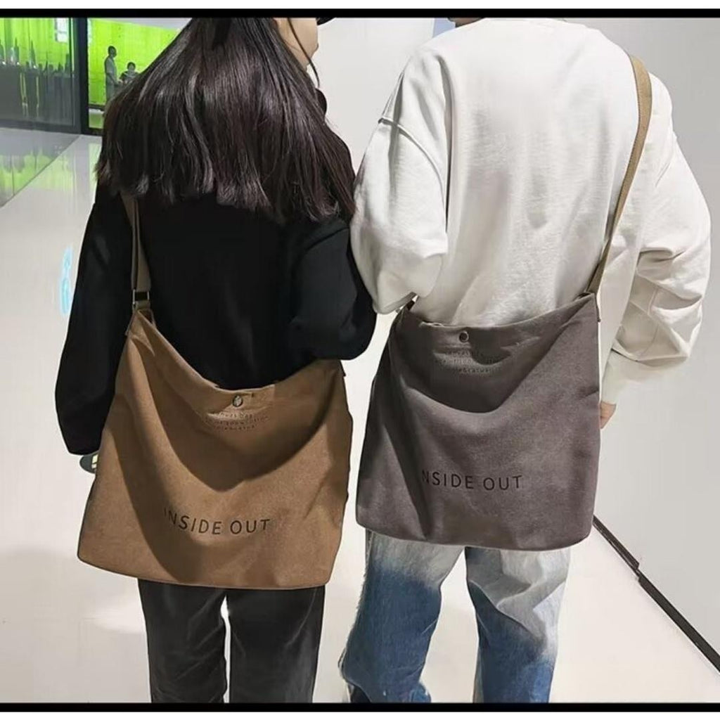 Toile épaisse Grande Capacité Sac à bandoulière léger Sac à toile rétro Diagonal - Brown O